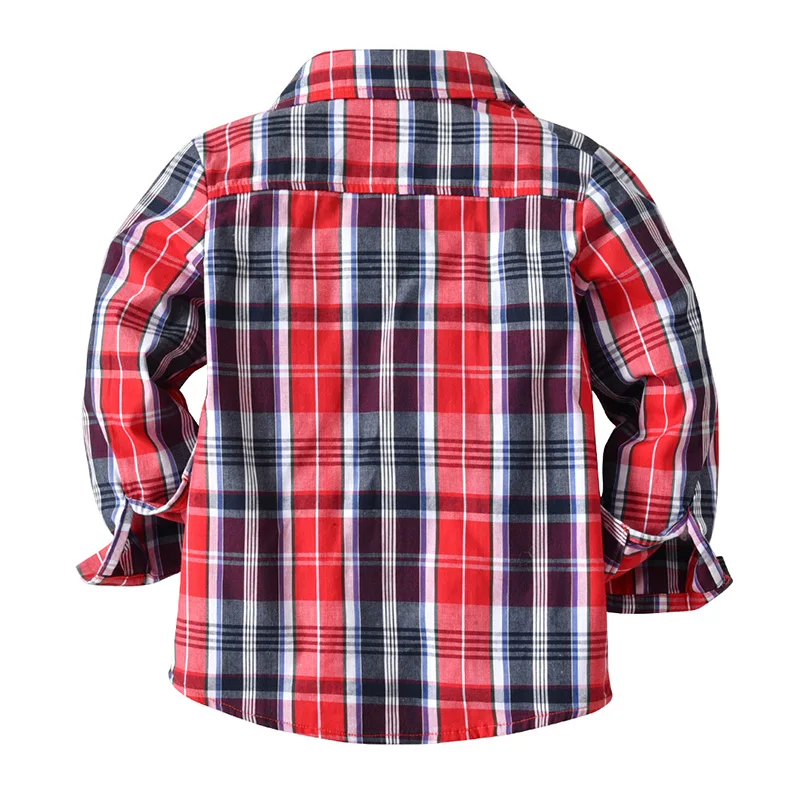 Классическая красная клетчатая рубашка для мальчиков Детская Весенняя Модная