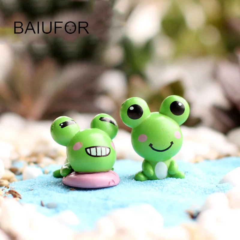BAIUFOR улыбка лягушка пара Террариум фигурки пластиковые поделки Миниатюрные Мини