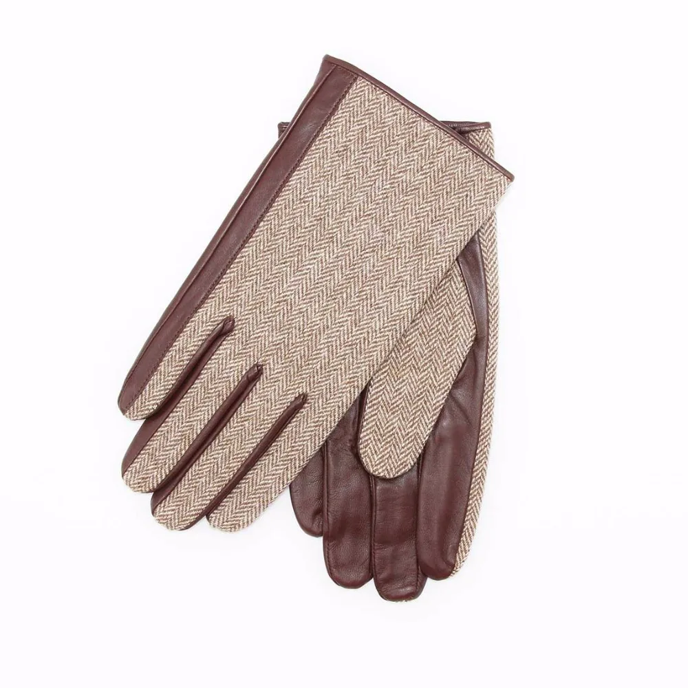 Перчатки из козьей кожи для мужчин и женщин теплые короткие шерстяные кожаные