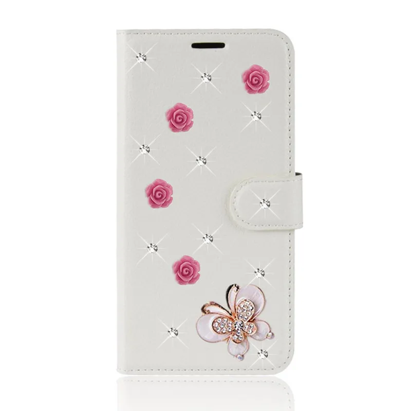 Кожаный чехол-книжка с кристаллами для Sony Z3 Z5 Compact X XA XA1 XA2 Plus XZ XZ1 XZ2 Premium XZ3 L1 L2 T3 E5
