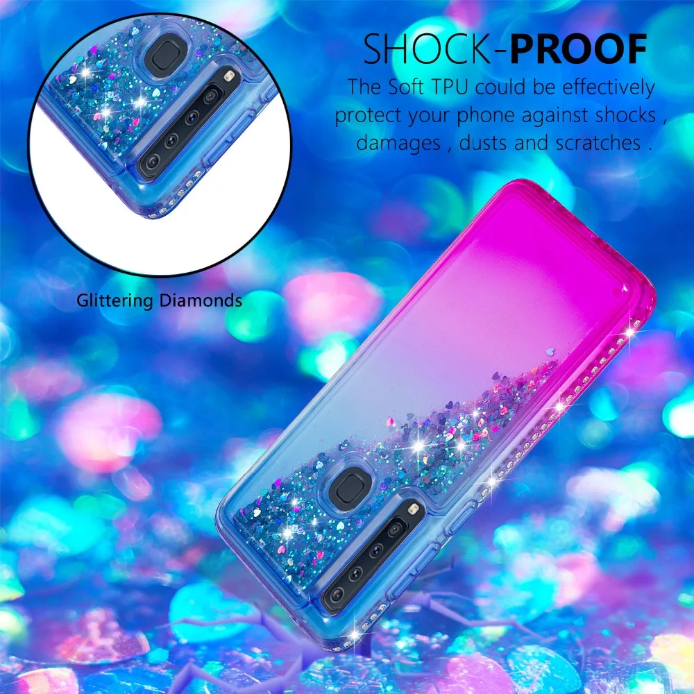 Алмазный Блестящий силиконовый чехол для samsung Galaxy A9 A9 Star Pro A9s A9200 жидкий зыбучий песок Блестящий плавающий чехол