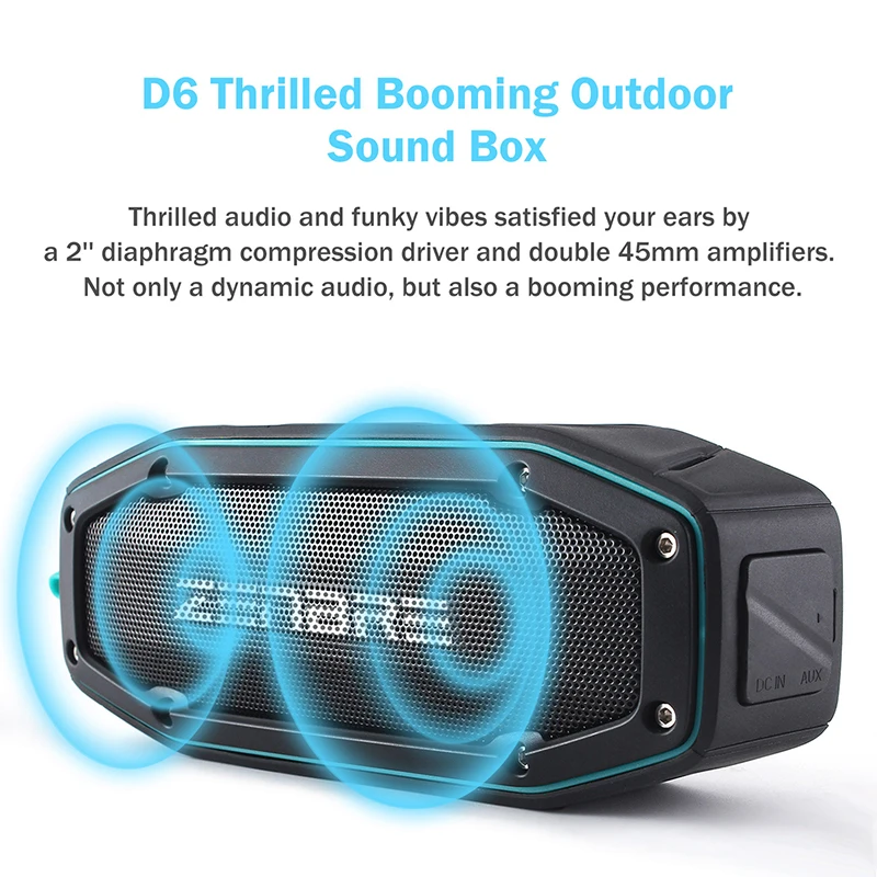 Bluetooth колонки V4.1 ZENBRE D6 10 Вт Портативный с IPX6 Водонепроницаемый противоударный до