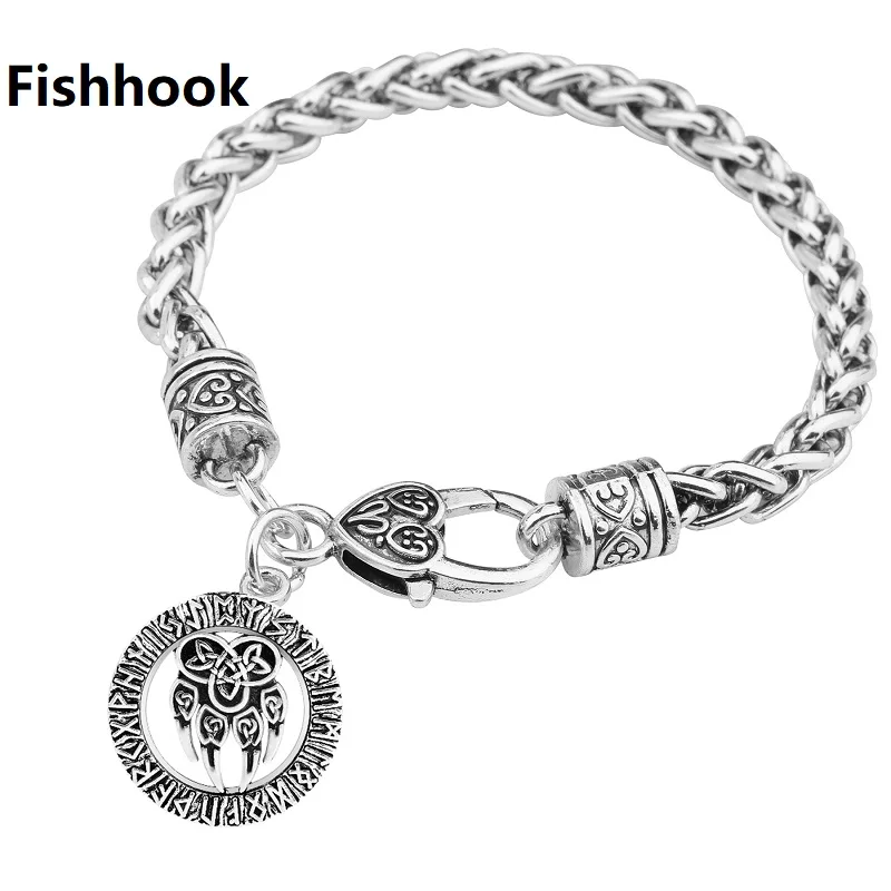Fishhook дропшиппинг Тибет серебряная собака Лапа шаблон с 24 древней Европы руны викинга браслет