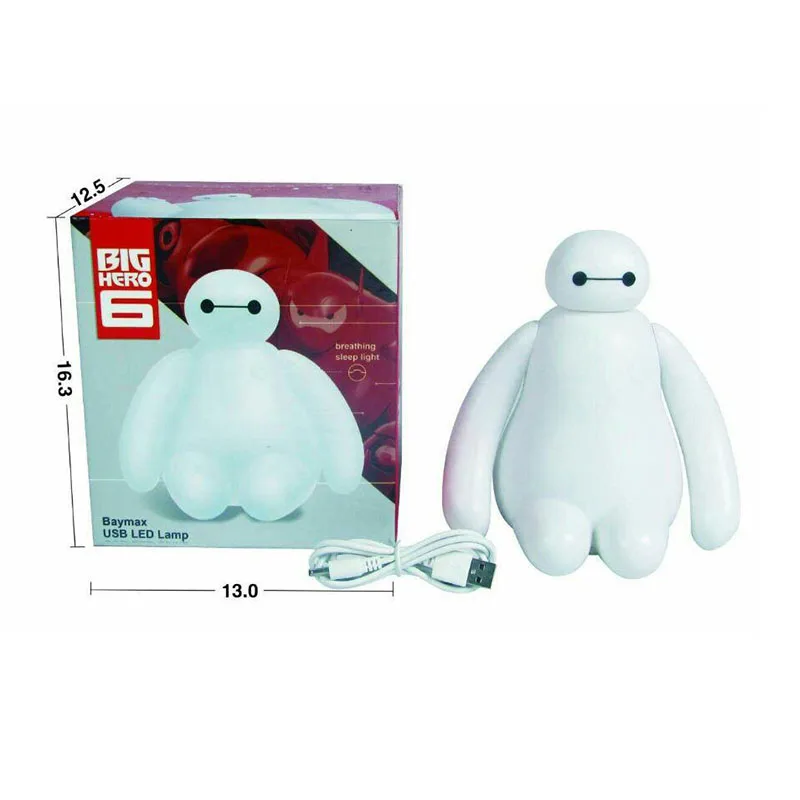 Цвет меняется с буквенным принтом Большой Герой 6 Baymax USB зарядка светодиодный