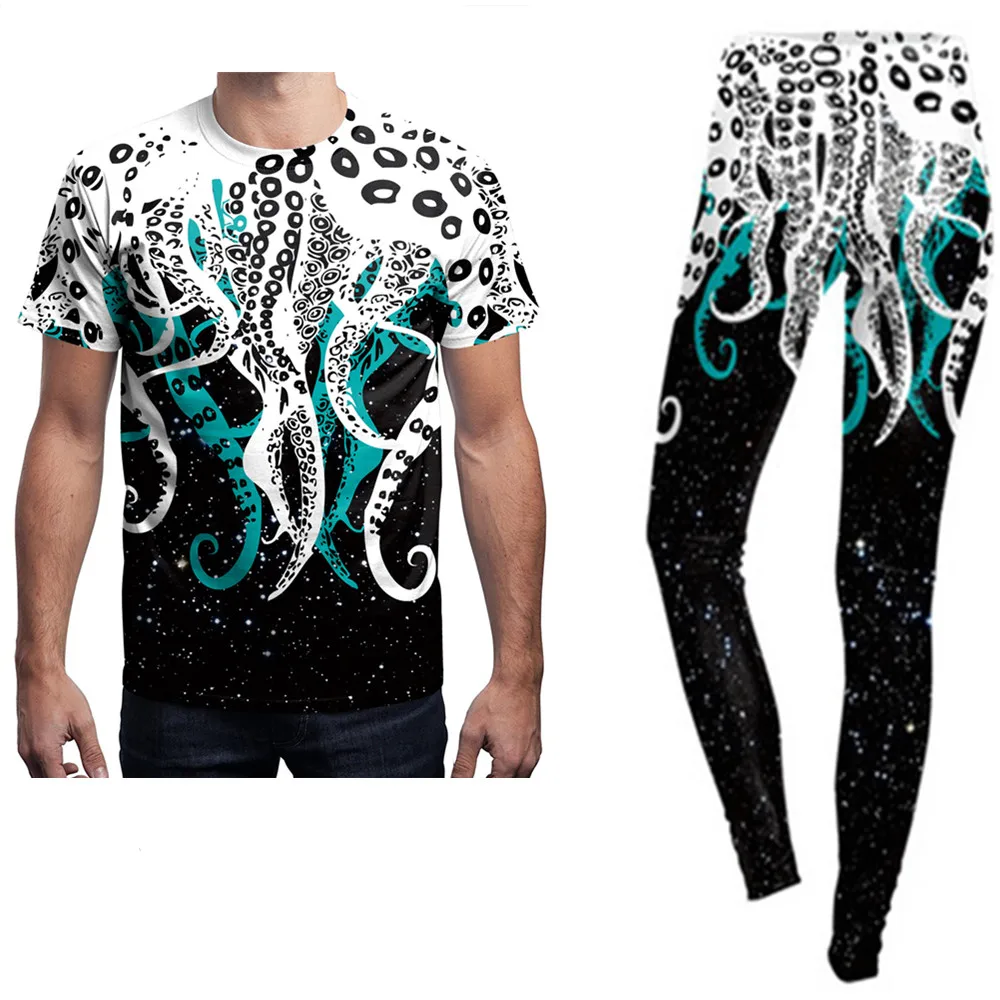 Осьминог футболка Косплэй костюм с капюшоном MS Мужская мода свободные большой