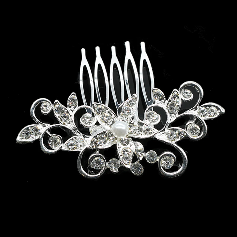XIAOJINGLING Crystal Leaf Hair Comb Wedding Accessories Bridal Bridesmaids Flower Headwear Rhinestones Head Pieces Jewelry | Украшения и