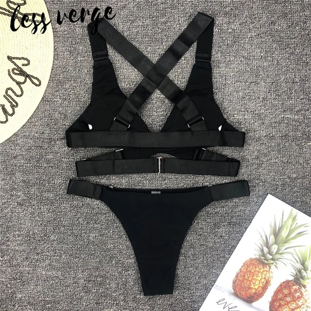 Lessverge сексуальные бандажные бикини белые костюмы из двух частей пуш ап
