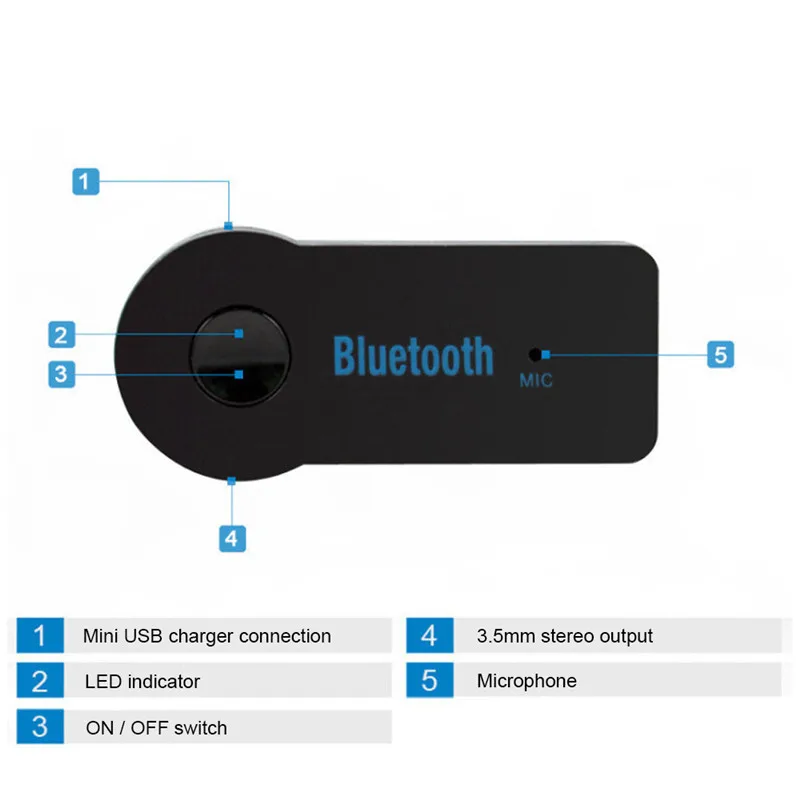 Wireless Car Bluetooth Receiver Adapter 3.5MM Auxiliary Audio Stereo Music Hands | Автомобили и мотоциклы