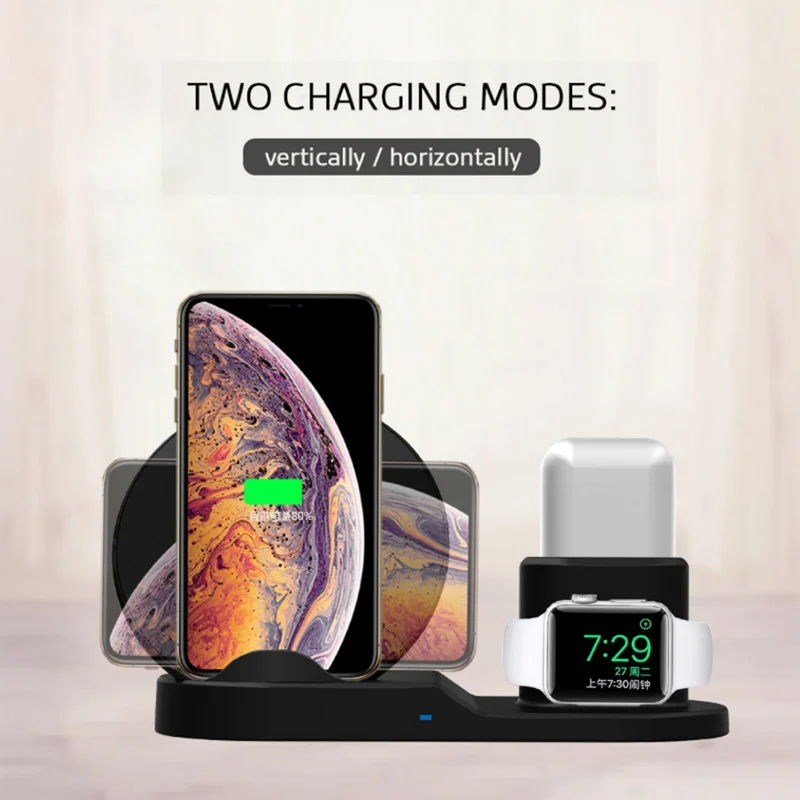 3 в 1 Qi Быстрое беспроводное зарядное устройство для iPhone Samsung смартфон модная