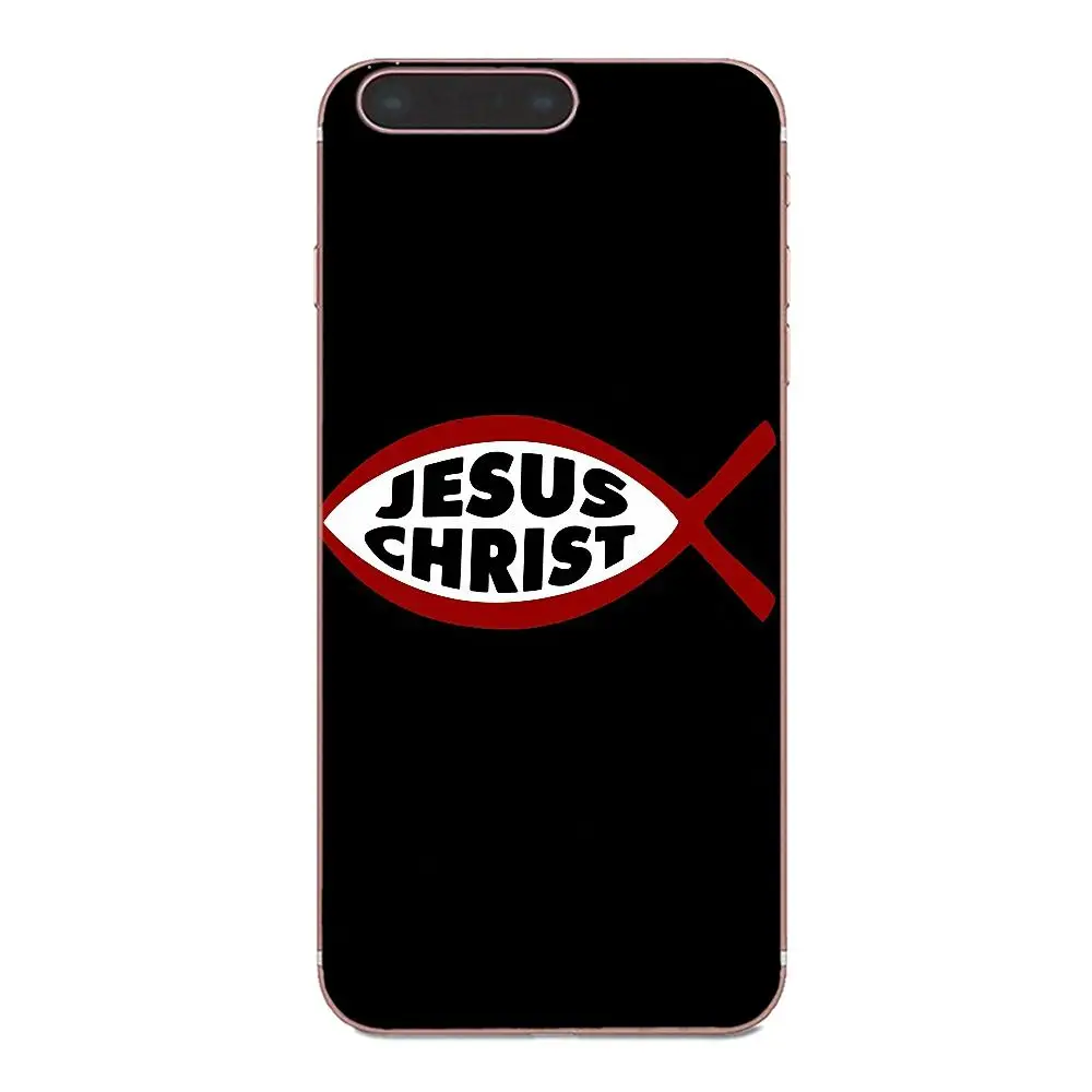Мягкий чехол с логотипом Jesus Christian Fish для Apple iPhone 4 4S 5 5C 5S SE 6 6S 7 8 Plus X XS Max