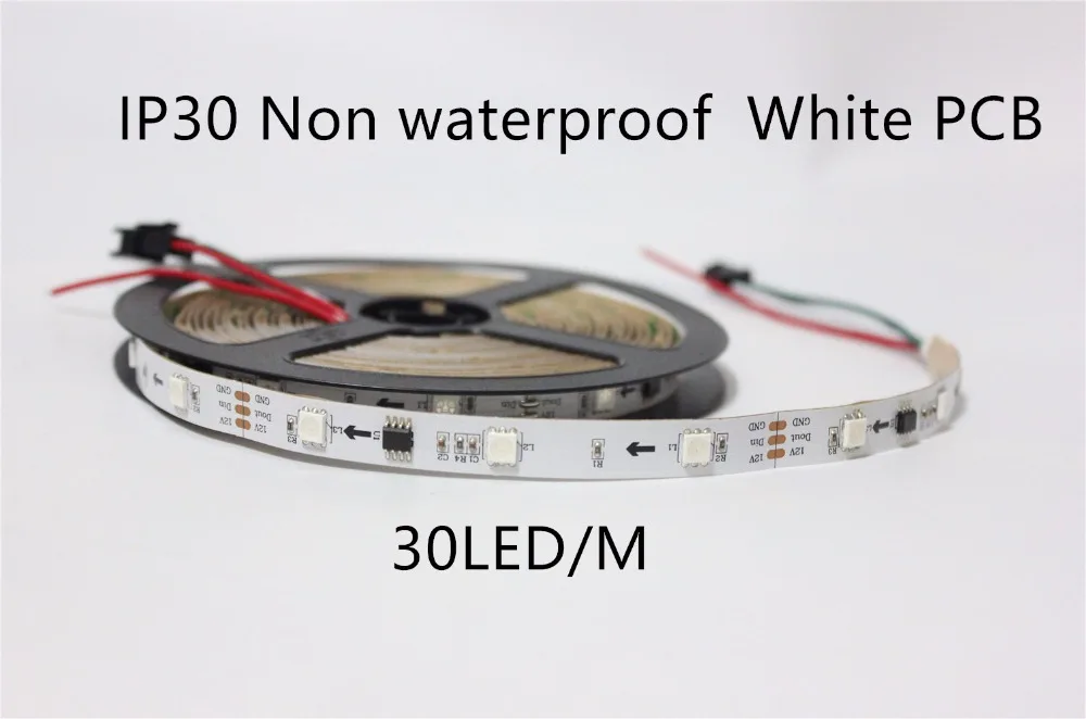 WS2811 Светодиодная лента 5 м 30/48/60 светодиодов/м 10/16/20 шт. ws2811 ic/meter DC12V белый/черный PCB