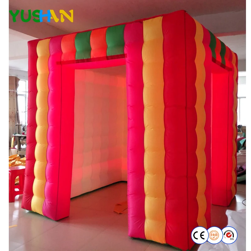 

Rainbow Multi Color Inflatable Photo Booth Enclosure with 16 Colors LED Changing Lights Portable Photo booth Backdrop For Party