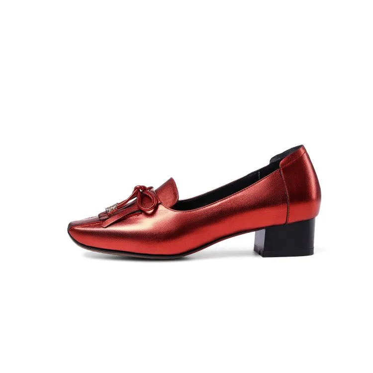 Wine red CDAXILAN/Новое поступление, женские туфли-лодочки туфли на низком каблуке 3 см милые летние вечерние туфли из натуральной коровьей кожи с квадратным носком для девушек - Цвет: Wine red