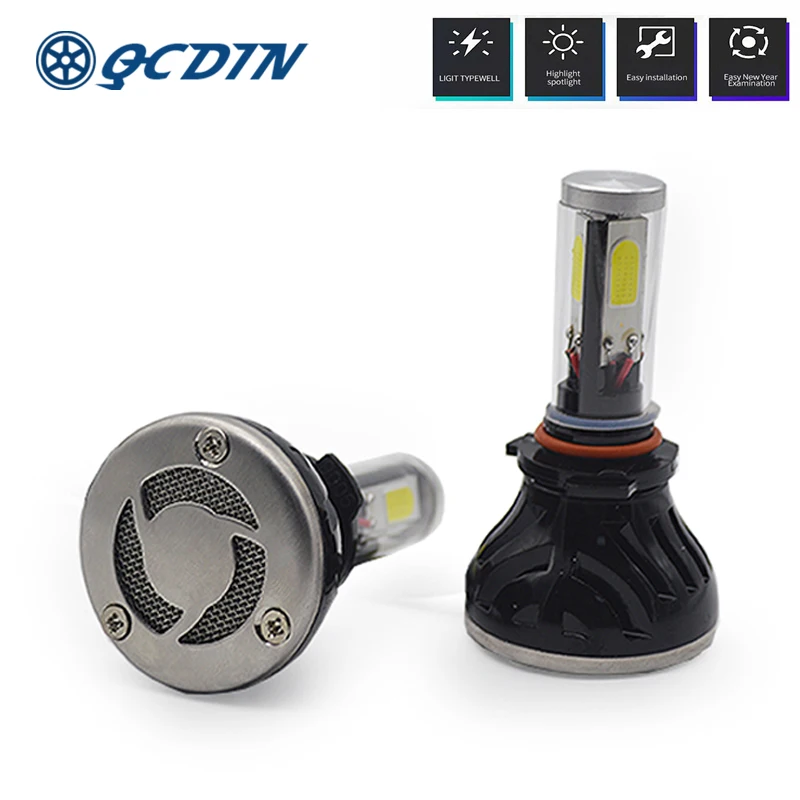 QCDIN 2 шт. 12 В Автомобильная фотолампа 40 Вт 6000 лм белая 9005 K COB фара лампы H1 H4 H7 H8 9006 автомобильный Стайлинг противотуманная лампа