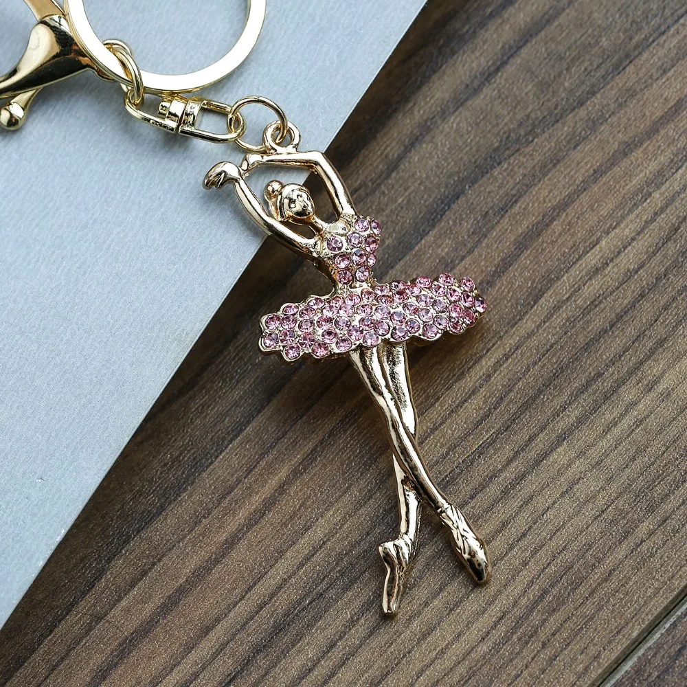 Dincior Cute Dancer Girl Keychains Keyrings Women Rhinestone Key Chain Bag Pendant Mary Kay Gift for Porte Clef | Украшения и