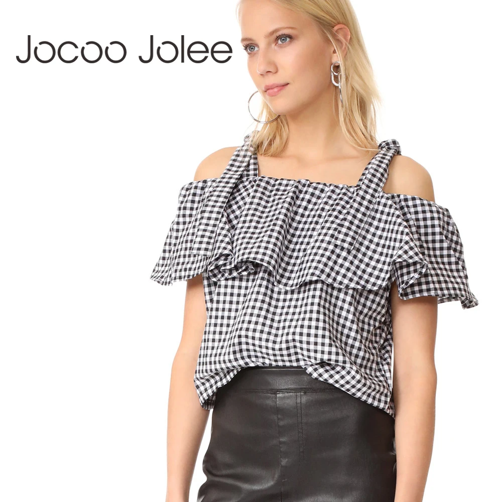 Топ Jocoo Jolee Женский на шнуровке пикантный топ с открытыми плечами и оборками