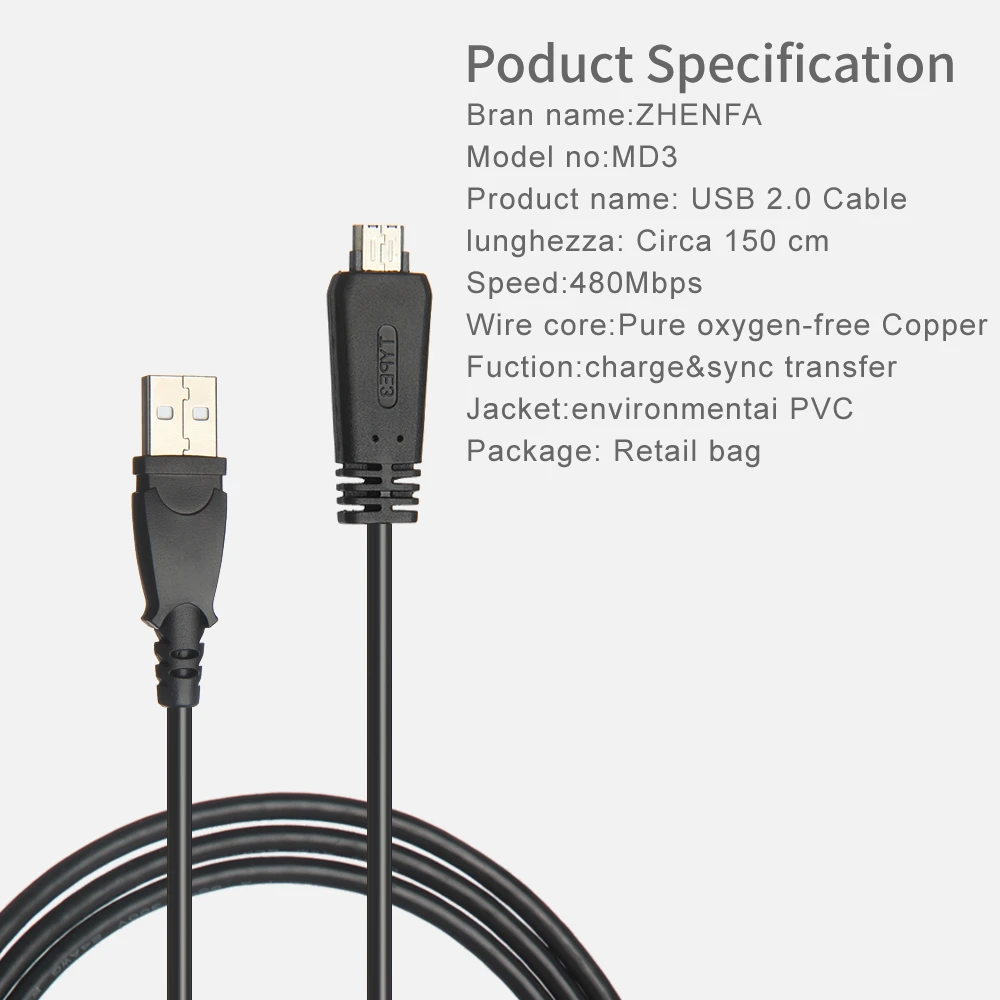 Zhenfa USB кабель для передачи данных Sony зарядки DSC HX9V HX9V/B HX9V/N TX10/B/G/L/P/S HX7/B/L/N/R/W HX9/B/N|data