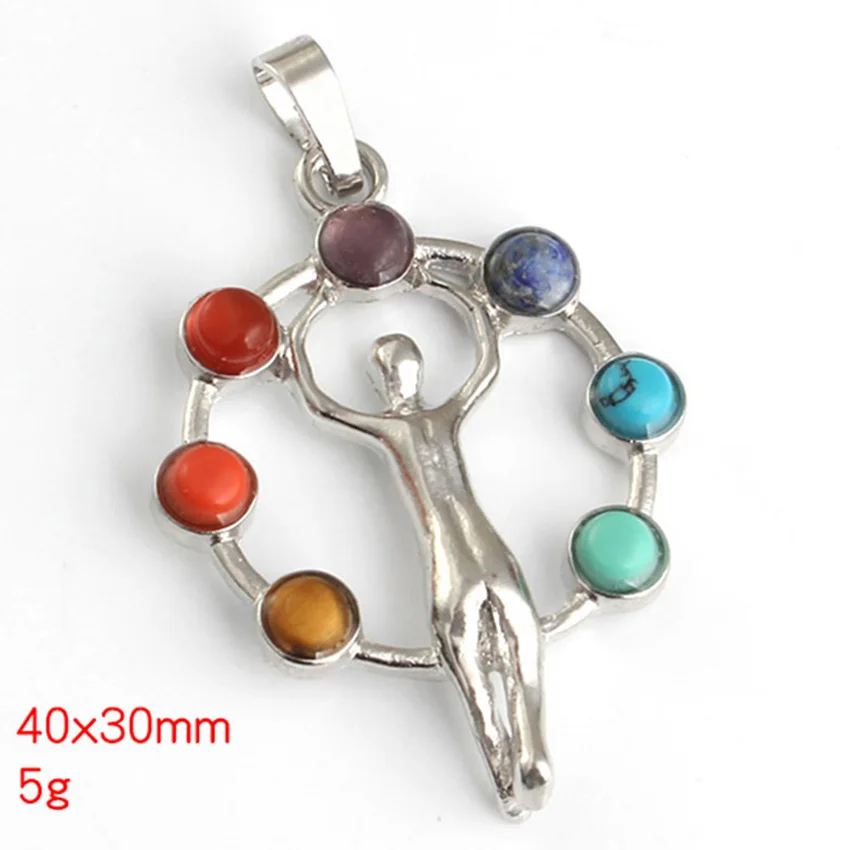 

xinshangmie Silver Plated Reiki chakra Healing 7 Chakra Semi Precious Stones Pendant charm women jewelry