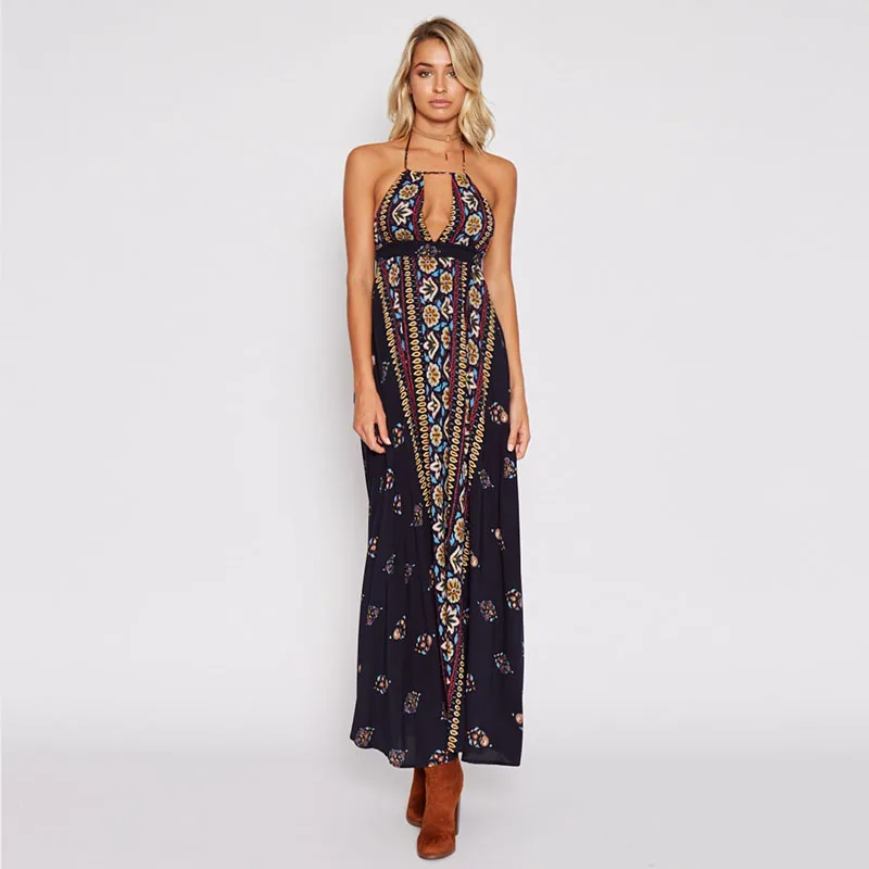 

Hot sale ladies dress sexy fashion ladies dress ethnic style dress high waist strap ladies dress printed ladies dress