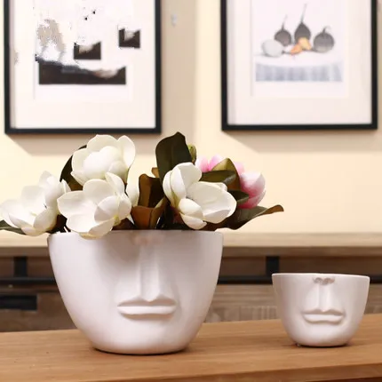 Ручная работа креативная белая керамическая ваза для лица человека Современная