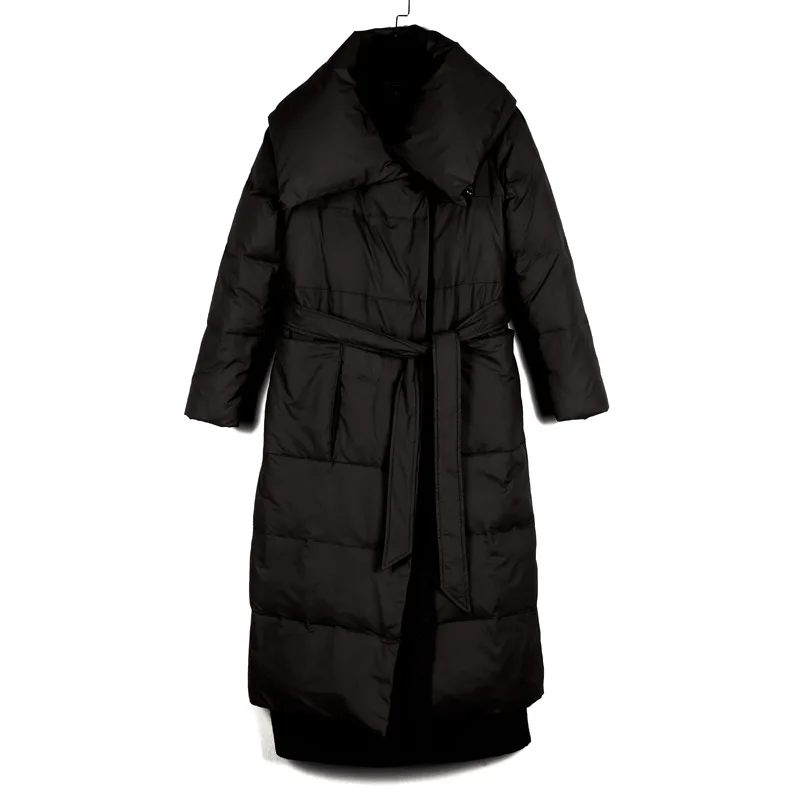 2018 зима Сращивание твид вниз размер свободный до колена новый женский пуховик