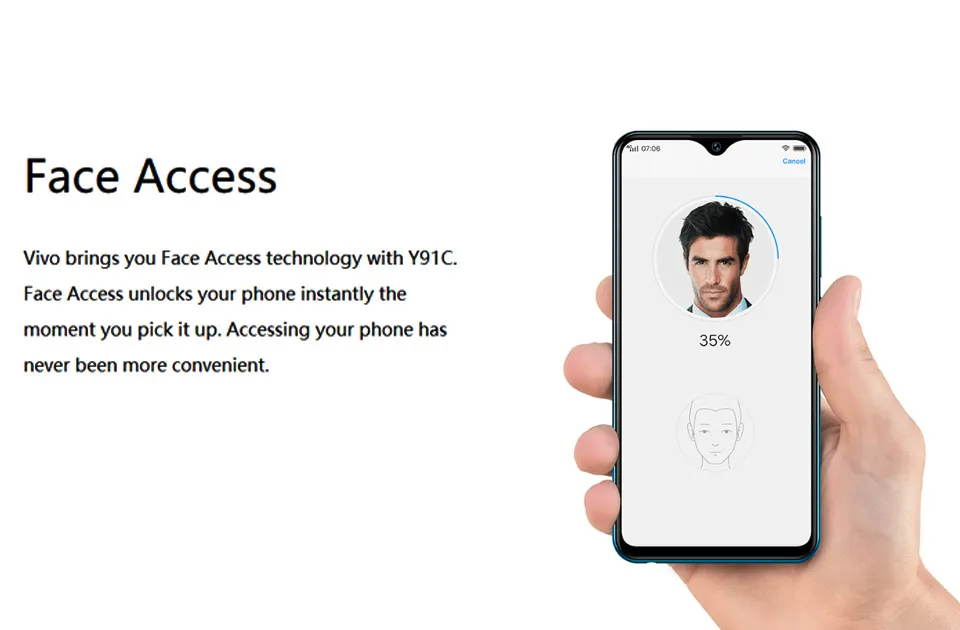 Мобильный телефон vivo Y91C, 6,22 дюйма, полный экран, 4030 мА/ч, 2 Гб ОЗУ, 32 Гб ПЗУ, Восьмиядерный процессор, фронтальная камера Android 8,1, 5 МП, задняя камера 13 МП