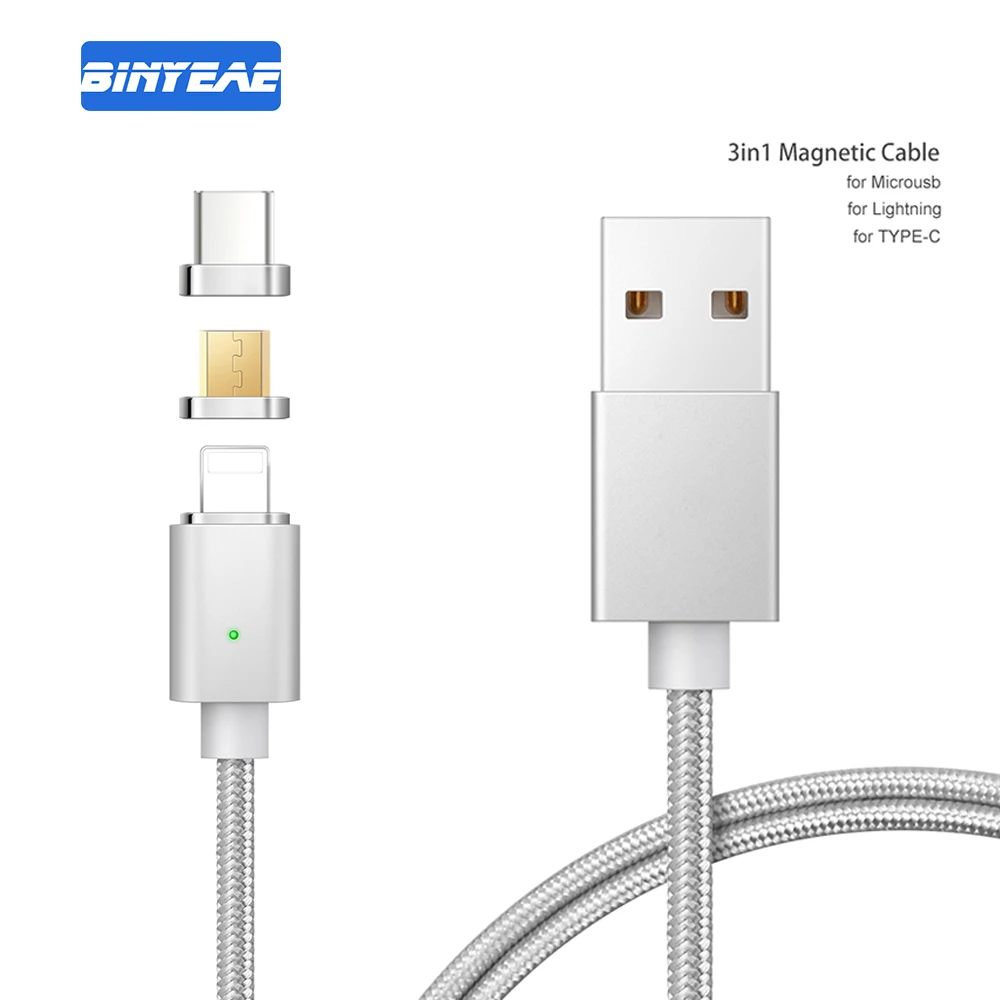 Magnetic Charger USB Data Cable for IPhone Micro Type C Mobile Phone Fast Charge Car Magnet 3 Plug | Мобильные телефоны и