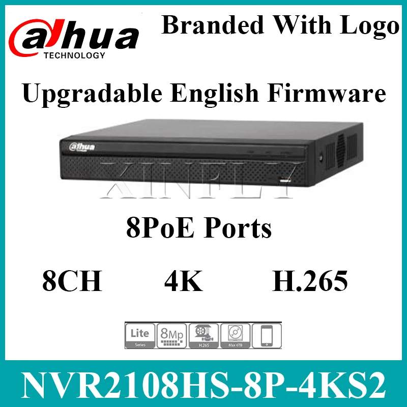 Dahua NVR2108HS-8P-4KS2 8CH сетевой видеорегистратор компактный 1U 8PoE Lite 4K H.265 с HDD выбор Замена