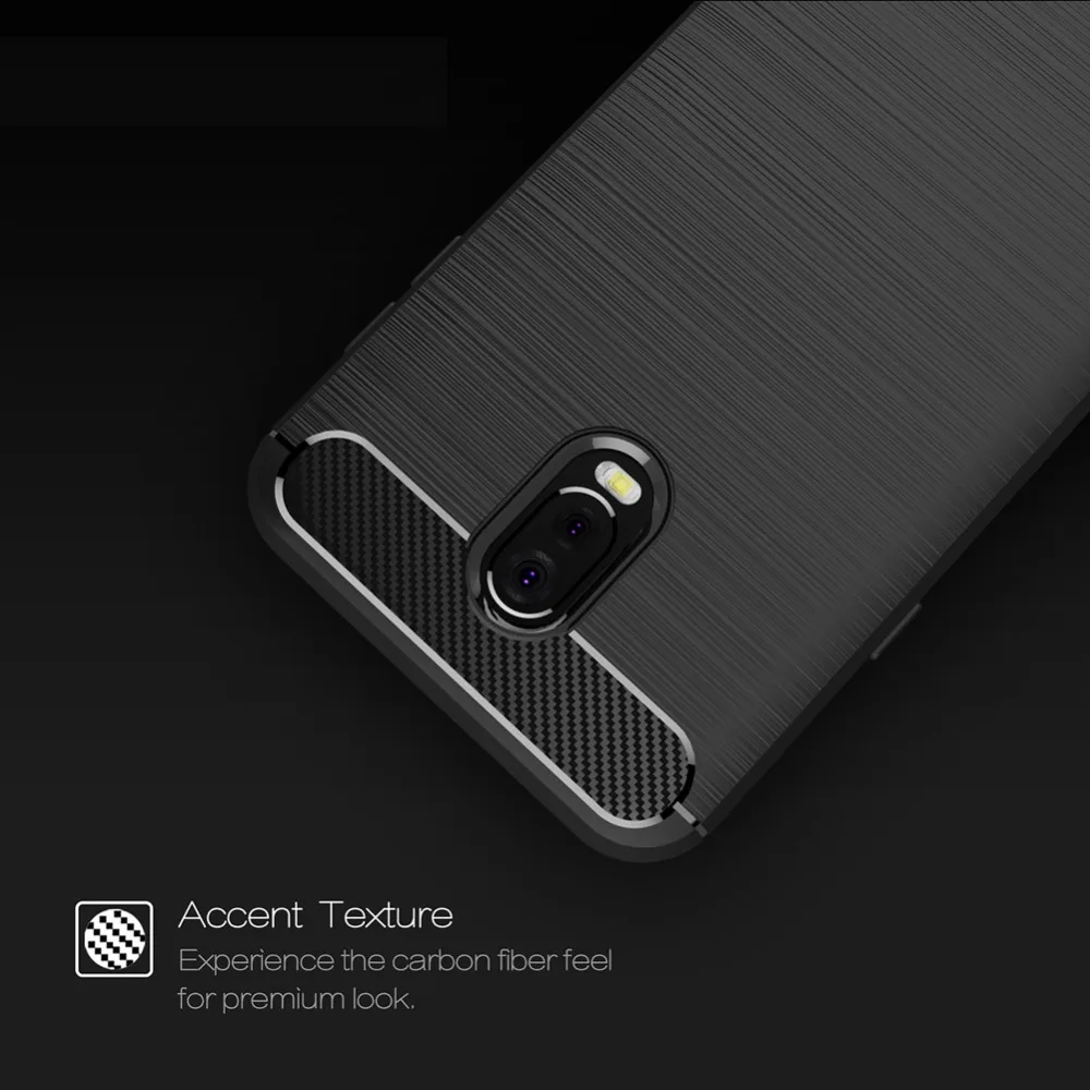 Silicone Case for Samsung Galaxy J7 Plus Phone Carbon Fiber Flexible TPU ShockProof Anti-Slip Slim Protective Back Cover |