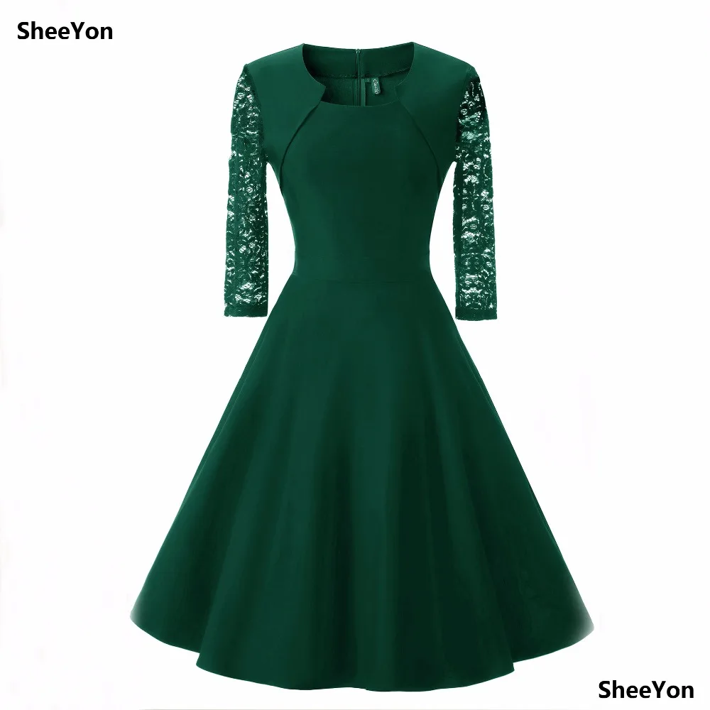Sheeyon Для женщин новые осенние с круглым вырезом кружева лоскутное старинные