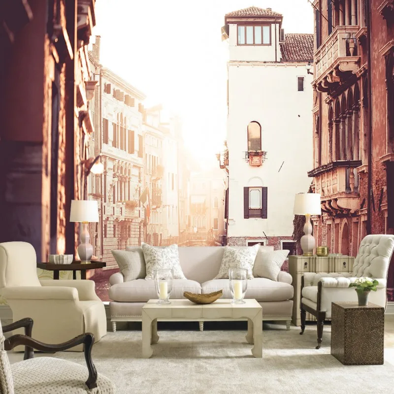 wallpaper 3d European style rural architecture landscape decoration background Restaurant Living Room cafe Mural | Обустройство дома