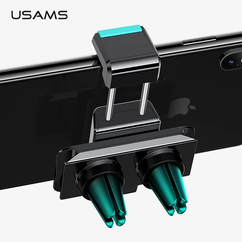 USAMS, универсальный автомобильный держатель для телефона, вращающийся на 360 градусов, на вентиляционное отверстие, двойные клипы, подставка для смартфона, поддержка 4-6 дюймов, навигационный кронштейн для сотового телефона