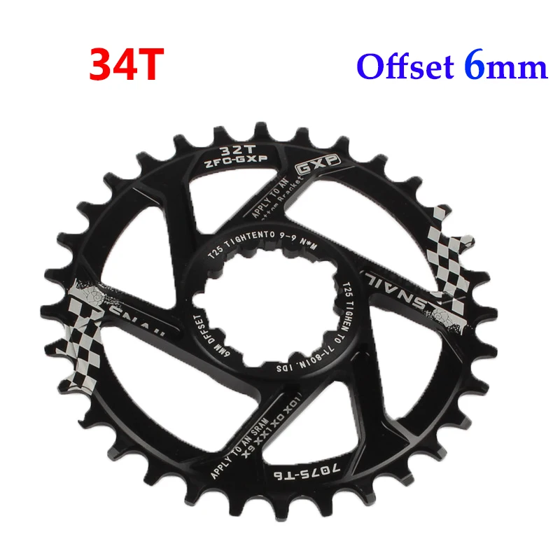 Black-34T Улитка GXP 30/32/34t MTB дорожный велосипед с ЧПУ Chainset 170 мм рукоятки BB звездочка цепной передачи передняя Звездочка Алюминий сплав диаметра окружности болтов для GXP XX1 X9 модными принтами XO X01 - Цвет: Black-34T