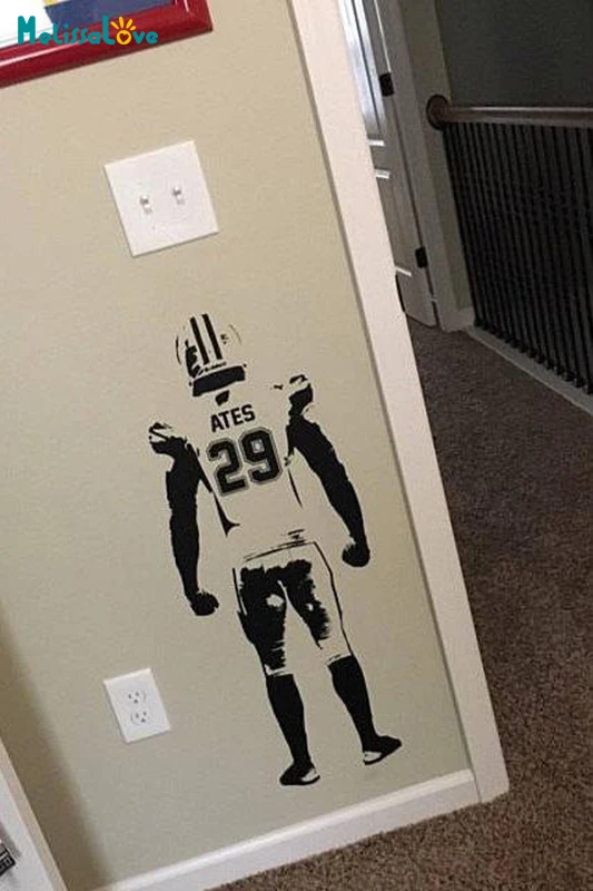 Custom jersey name and number Rugby athlete Vinyl sports Wall Decals American football Player diy wall stickers home decor D1000 | Дом и сад