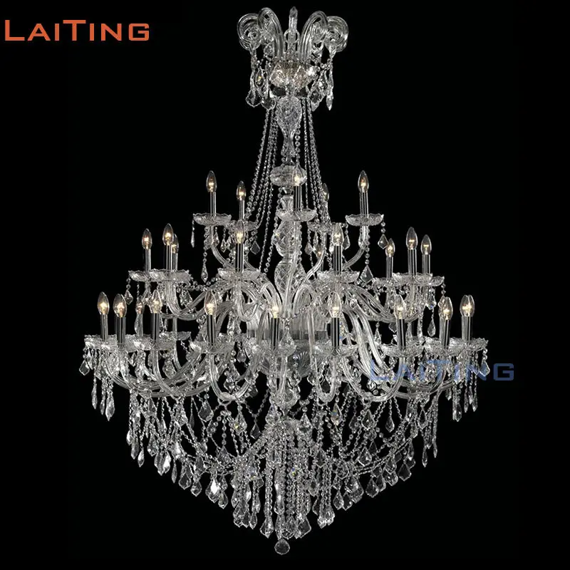 Laiting Lighting Современная Большая Хрустальная люстра 35 огней стеклянная освещение