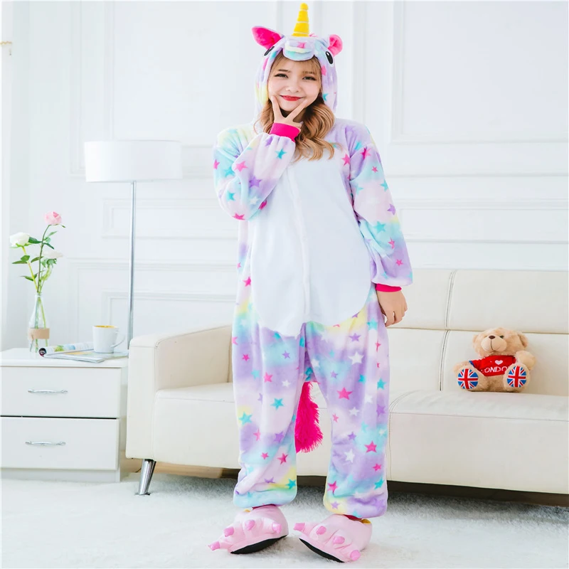 Оптовая продажа животных Rainbow Star Единорог Onesie для взрослых унисекс Косплэй