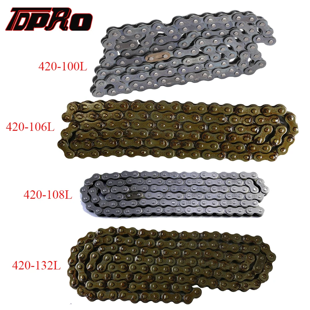Цепь приводная TDPRO 420 100/106/108/132 звеньев для мотоцикла CRF 50 70cc 90cc 110cc 125cc 140cc 150cc