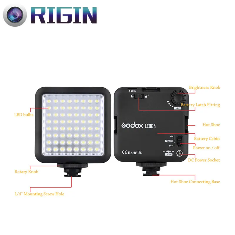 Godox LED64 Светодиодная лампа для видеосъемки 64 светодиодных ламп фотографическое