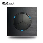 Настенный светильник Wallpad L6, сатиновый, черный металл, 3 комплекта, 1 выход, алюминиевый переключатель, с синим светодиодный ным индикатором