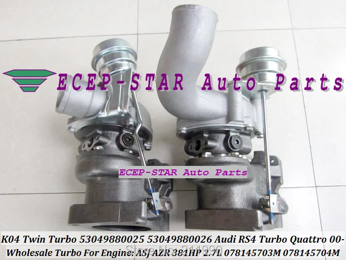 Новинка модель K04 Twin Turbo 53049880025 53049880026 53049700025 фотолампа для Audi RS4 53049700026 ASJ AZR 381HP 2000