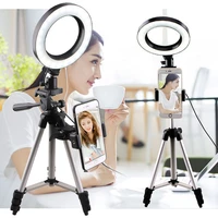 selfie lights ring fill light led photographic studio dimmable ringlight phone holder lighting 1 25m tripod for iphone huawei
