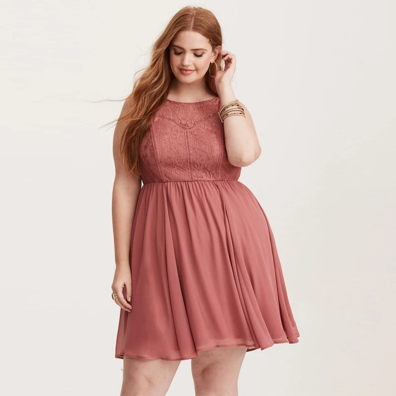 7XL 6XL 5XL кружевное платье 2018 г. летние женские розовый оверсайз сладкий назад