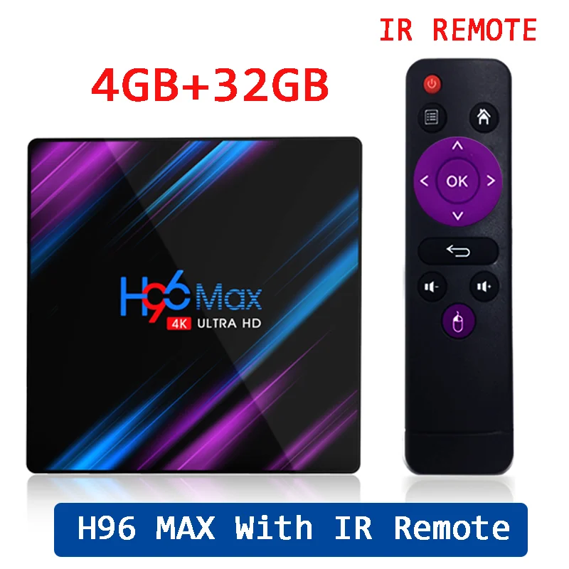 4GB 32GB H96 MAX 9,0 Android tv Box Rockchip RK3318 4 Гб ОЗУ 64 Гб H.265 4K голосовой помощник Google Netflix Youtube 2G 16G медиаплеер - Цвет: 4GB 32GB