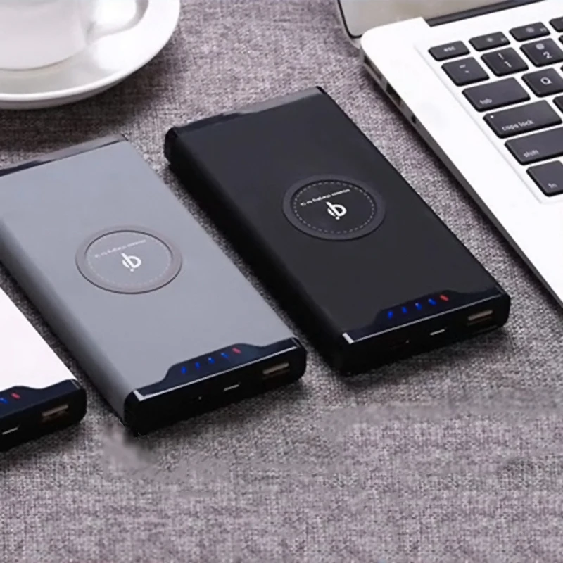 2018 Qi Беспроводное зарядное устройство 10000 мАч портативный USB внешний аккумулятор