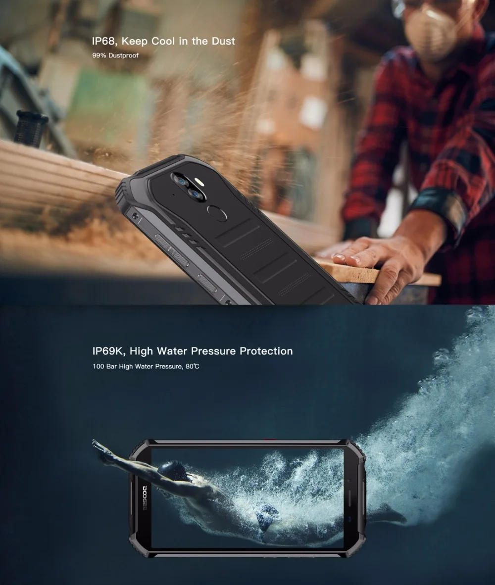 DOOGEE S40 подключается к сети 4G прочный мобильный телефон 5 &quotДисплей 4650 мА/ч MT6739 4