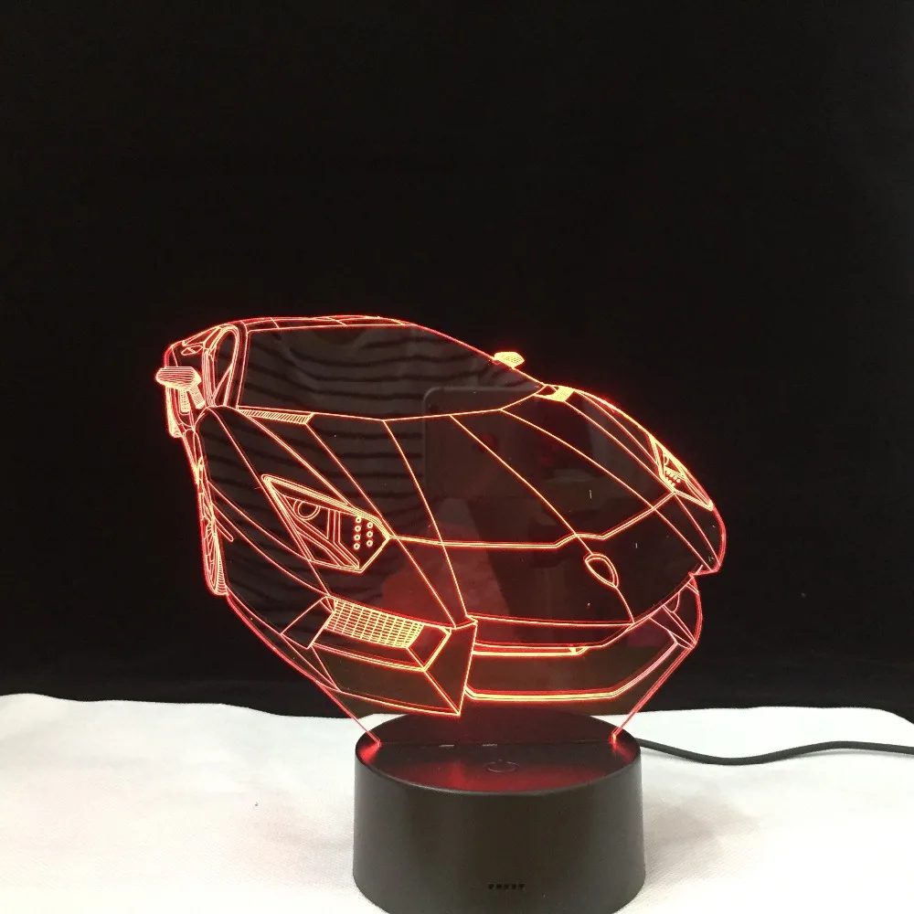 3d светодиодный светильник для спортивного автомобиля с цветным постепенным