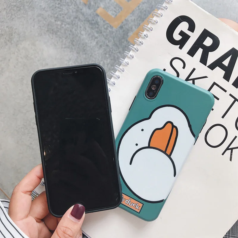 Забавный милый чехол для телефона с изображением утки iphone 6 6s 7 8 plus X XS XR MAX модные