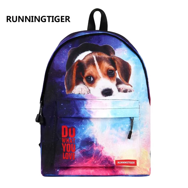 RUNNINGTIGER 3D рюкзак с животным принтом женские школьные сумки холщовые mochila для