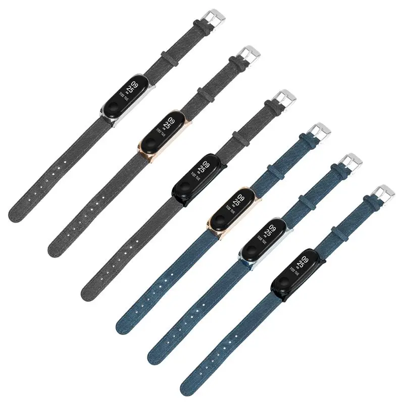 Прочный ремешок на запястье из искусственной кожи джинсовый для Xiaomi Mi Band 4/3 умный