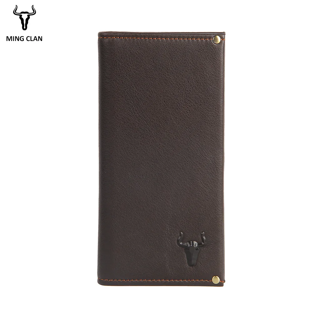 Mingclam Men Women Wallet Genuine Leather Long Clutch Wallet Bifold Purse Slim Fashion Male Wallets Carteira Card Holder Bag
